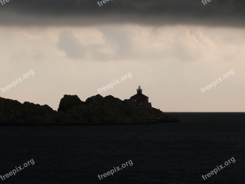 Stormy Lighthouse Dramatic Clouds Sea