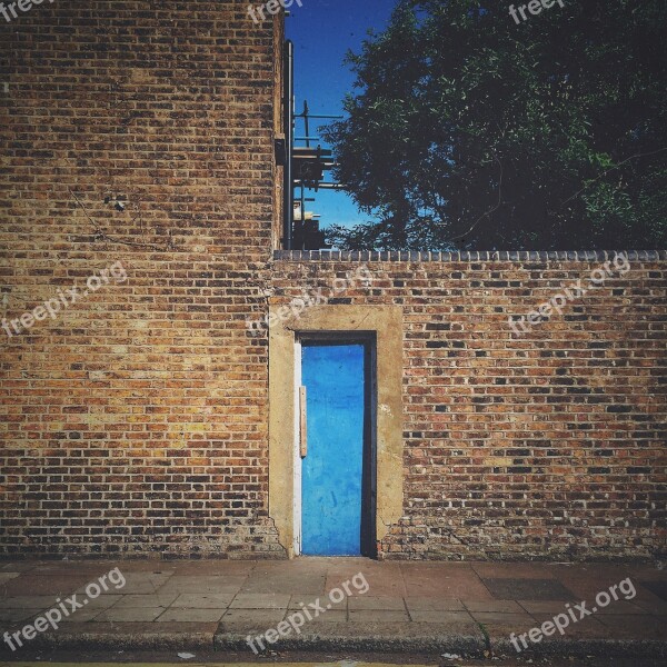 Door Blue Street Grunge Vintage