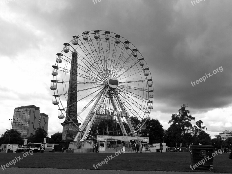 Big Wheel Fairground Black And White Monochrome Gray Scale