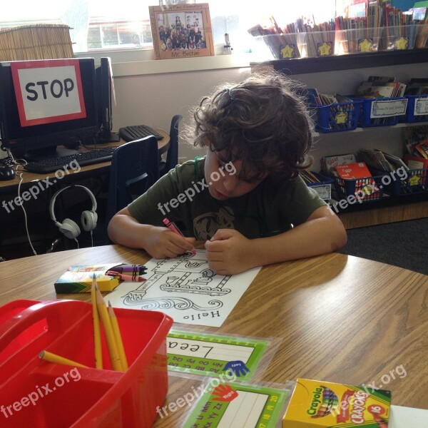 Classroom Child Student Learn Paint