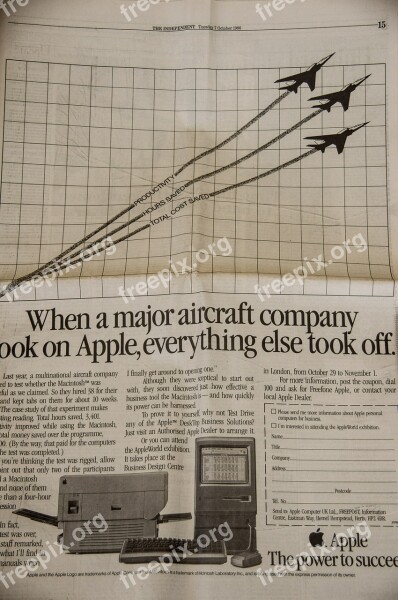 Newspaper Advert Advertisement Vintage Apple