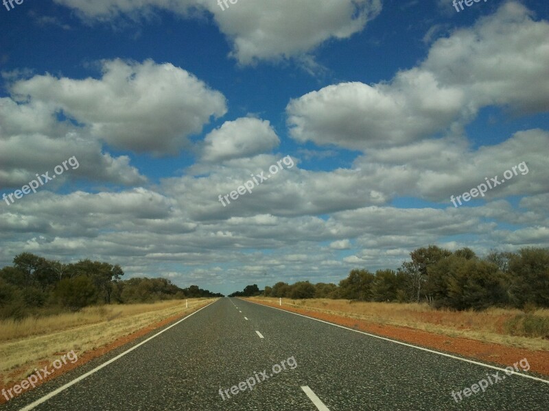 Street Straight Road Freedom Clouds