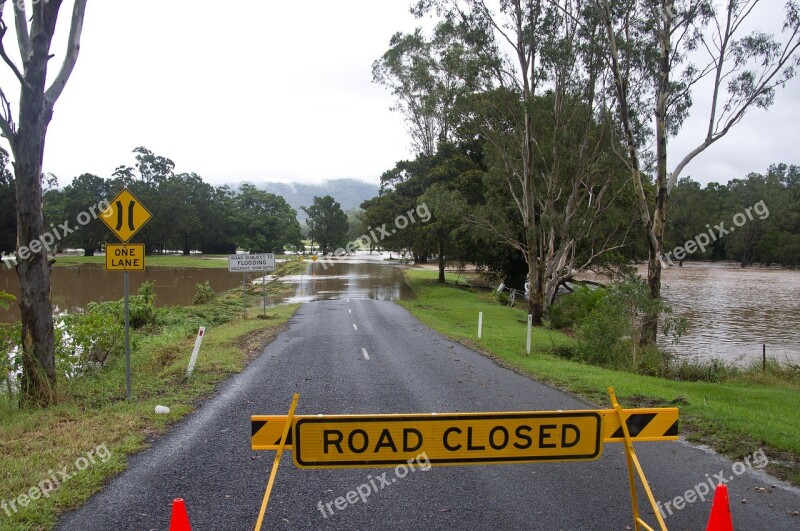 Flood Water River Road Closed