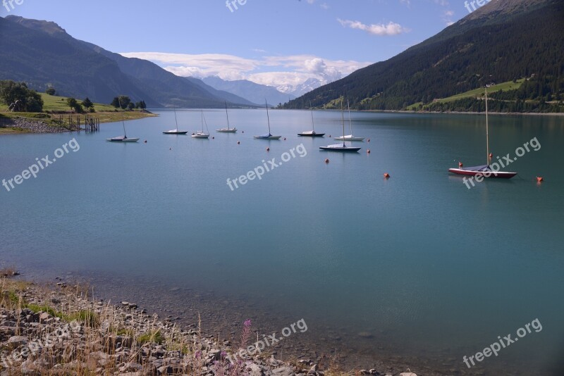 Lake Resia Val Venosta Lake Free Photos