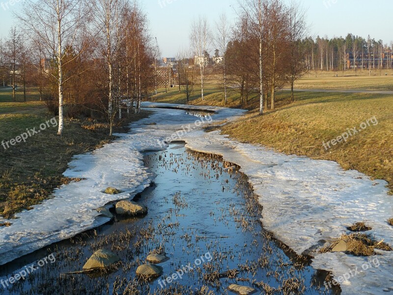 Creek Icy Winter Ice Nature