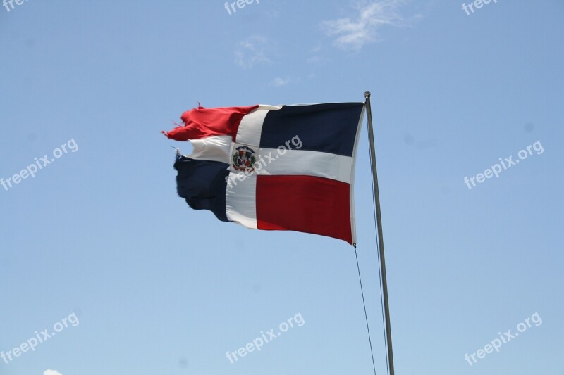 Dominican Republic Flag Wind Flutter Blue