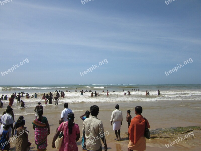 Bay Of Bengal Hindu India People Crowd