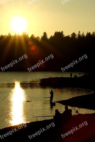 Sunset Fisherman Dam Free Photos