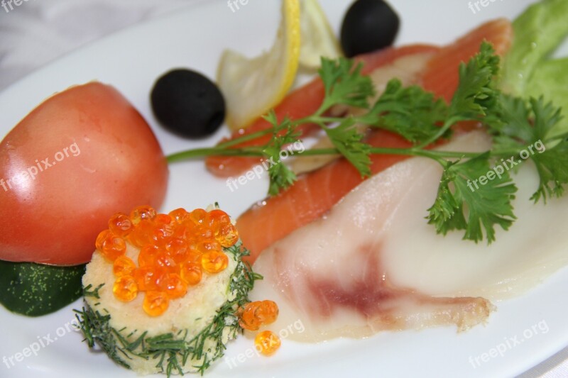 Caviar Salmon Olives Tomatoes Free Photos