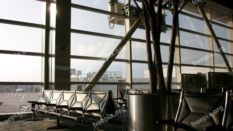 Airport Waiting Detroit Seats Travel