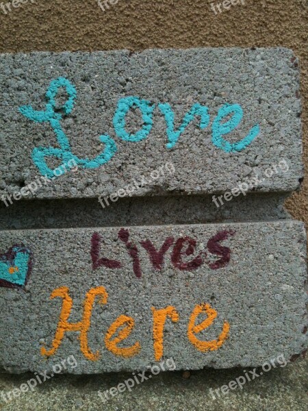 Love Brick Paint Lettering Romantic