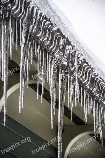 Icicles Cold Frozen Gutter Massachusetts