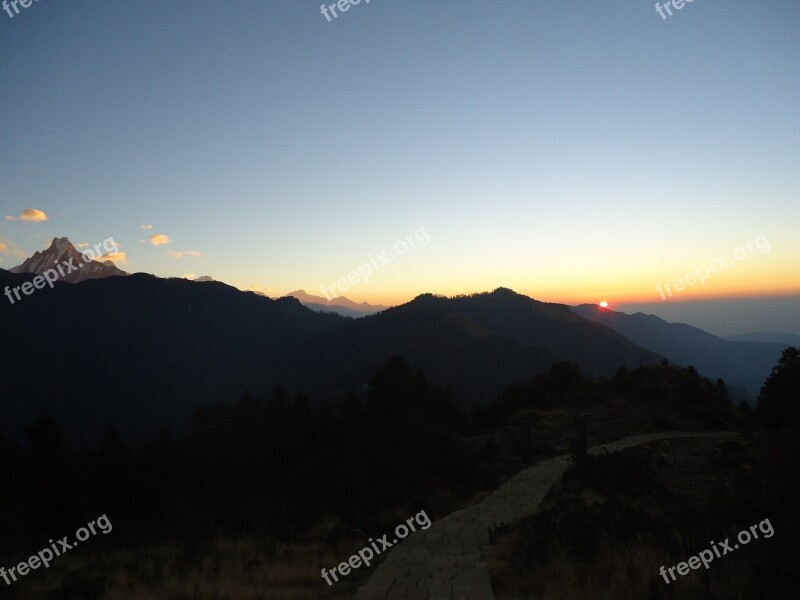 Morning Sunrise Hiking Adventure Snow