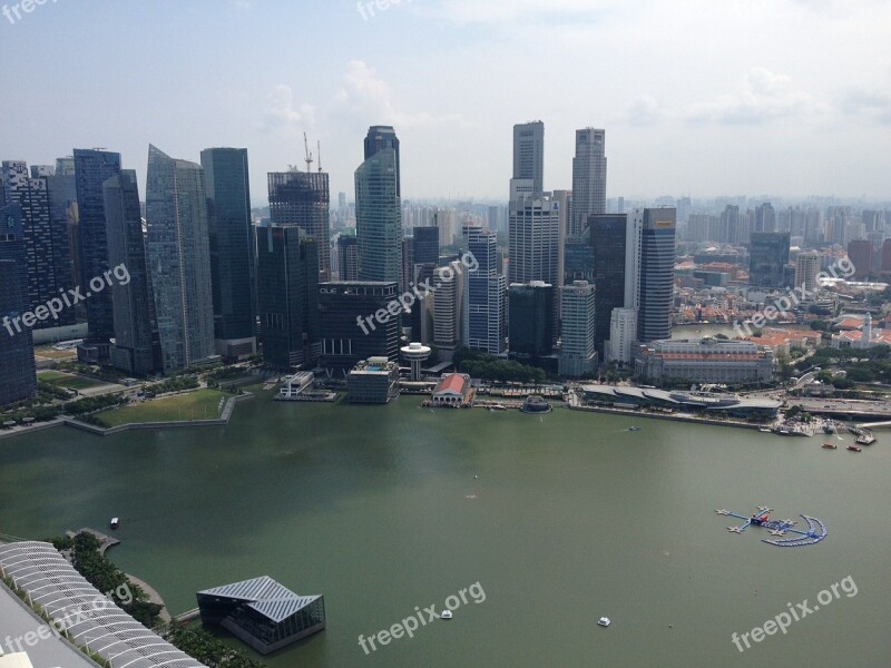 Skyline City Singapore Buildings Skyscraper