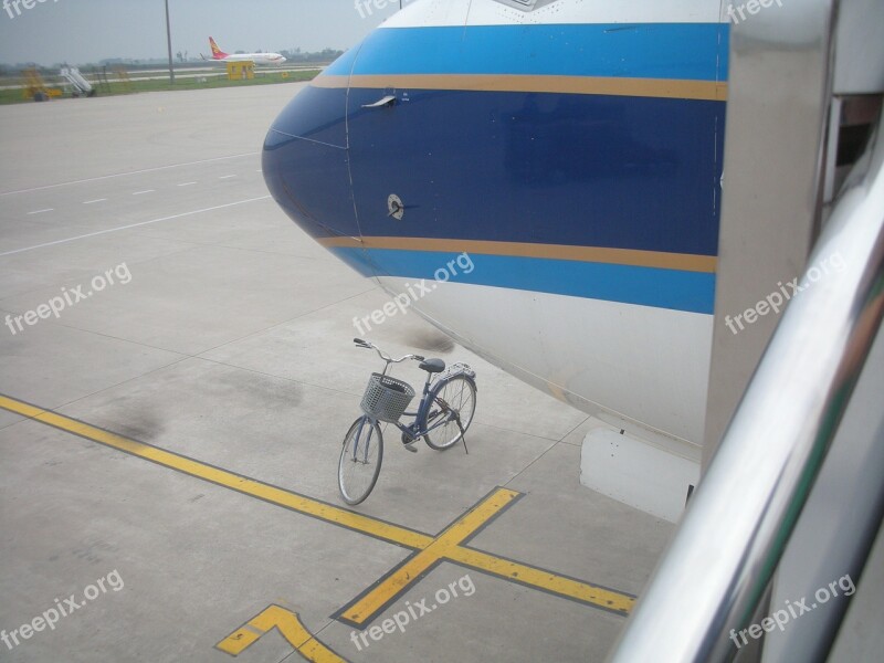 Airplane Bicycle Air Safety China Take Off