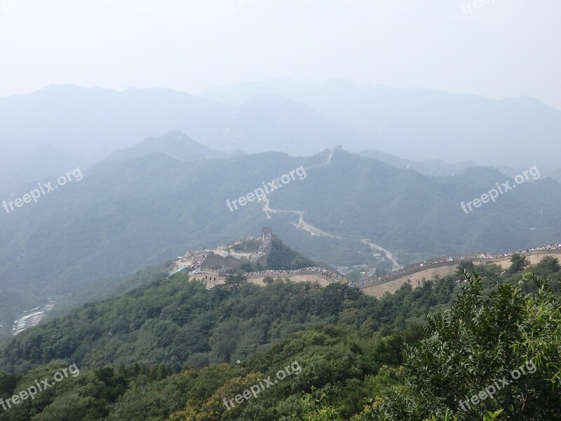 The Great Wall Mountains Badaling Beijing Free Photos