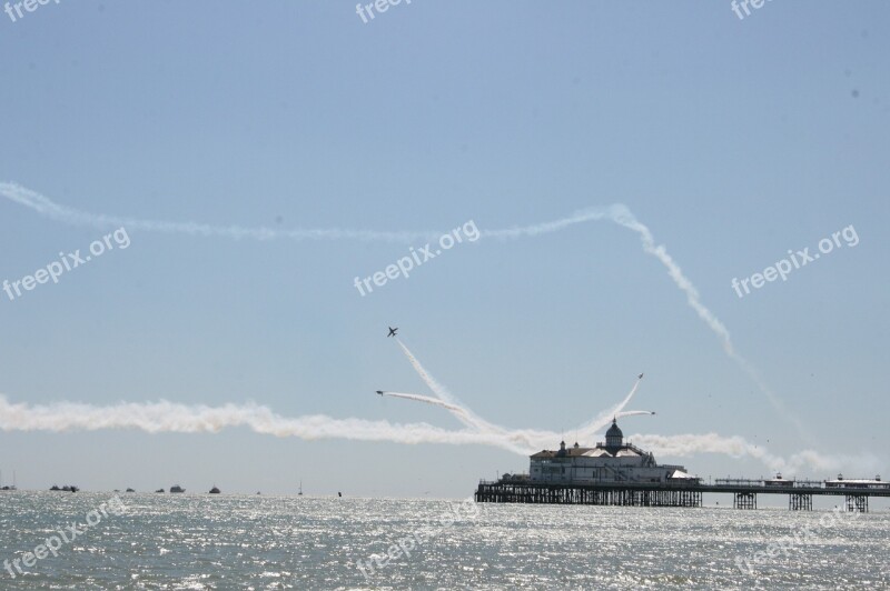 Red Arrows Aircraft Air Show Sea Sky