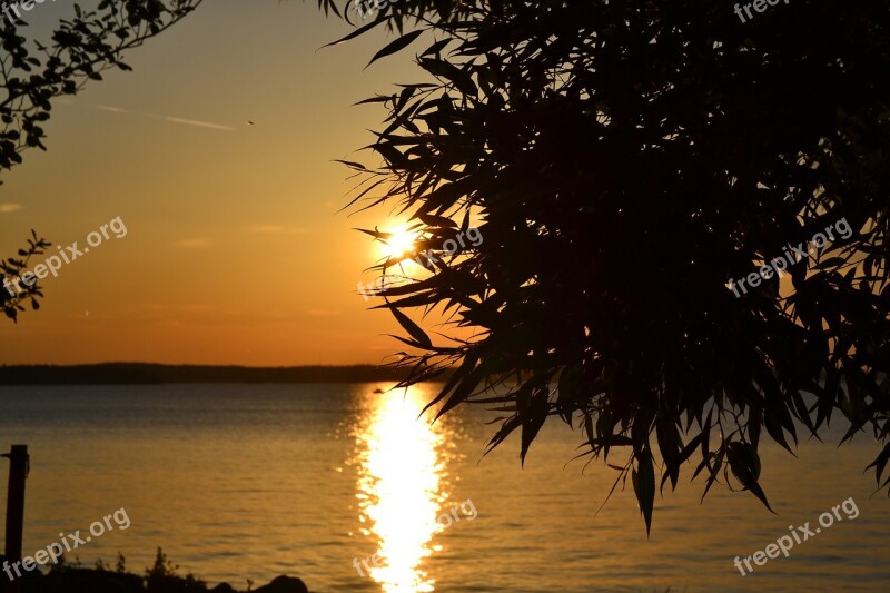 Summer Beach Lake Sunset Water