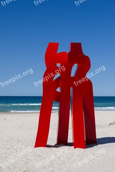 Abstract Sculpture Art Red Standing