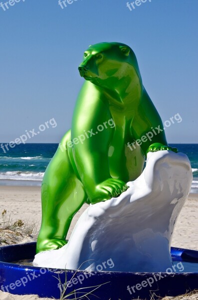 Polar Bear Green Artificial Bear Sculpture