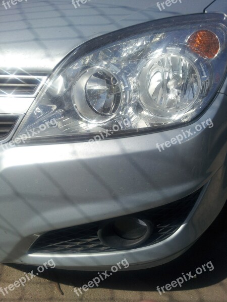 Car Front Lighthouse Silver Grid