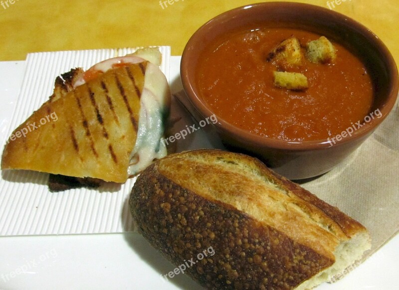 Soup Sandwich Bread Tomato Bisque Crusty