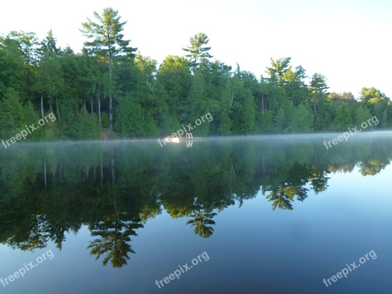 Lake Reflection Still Morning Mist