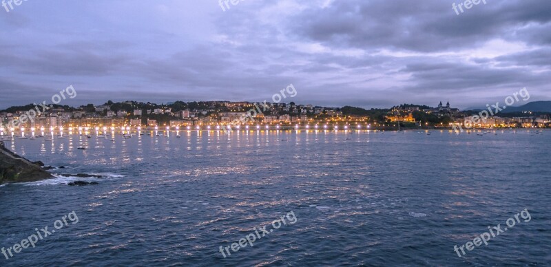 Santa Clara Island Night Donostia Bay