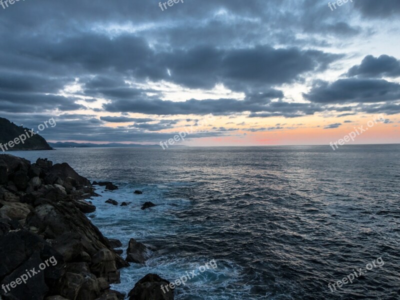 Sunset Solo Sky Clouds Landscape