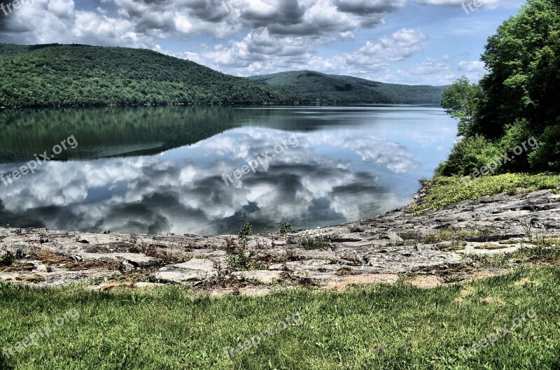 Lake Hills Shore Scene Landscape