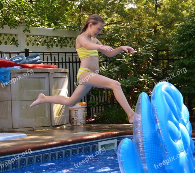 Swimming Pool Jump Girl Child Pool