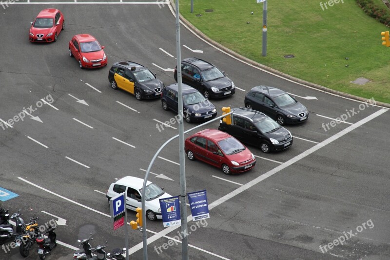 Street Roundabout Cars Barcelona Spain