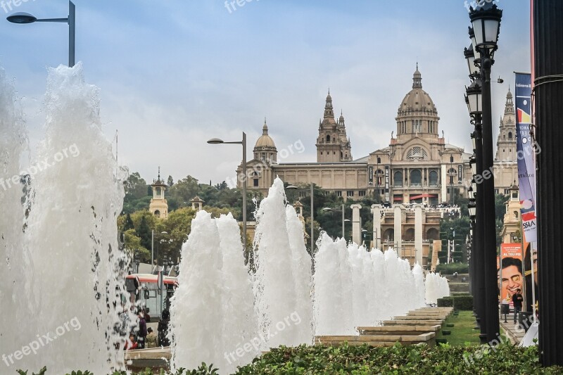 Fountain Palau Nacional Barcelona Spain Free Photos