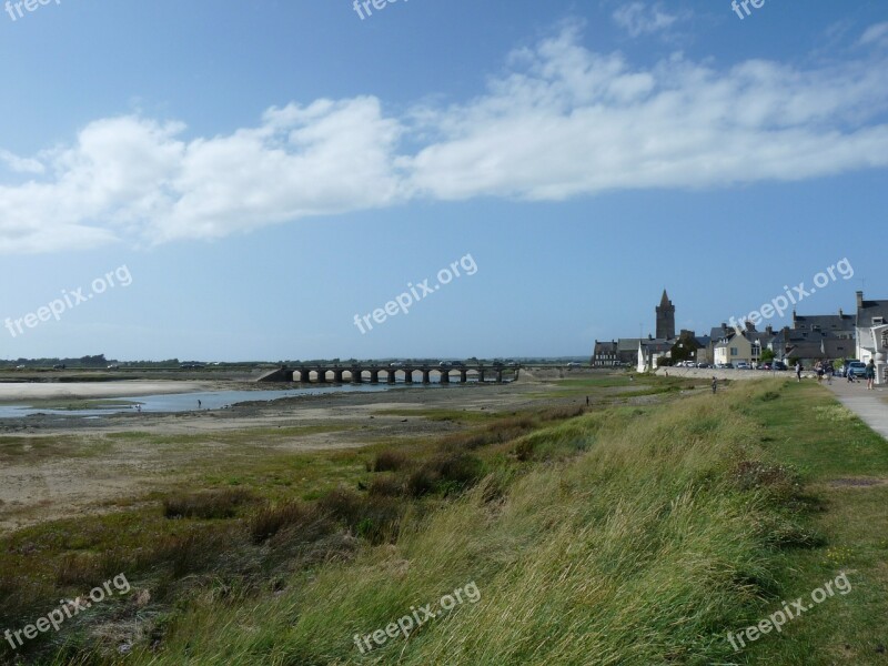 Portbail City Normandy Summer Old Bridge