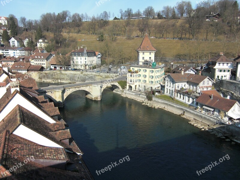 Bern Downtown Switzerland River Bridge