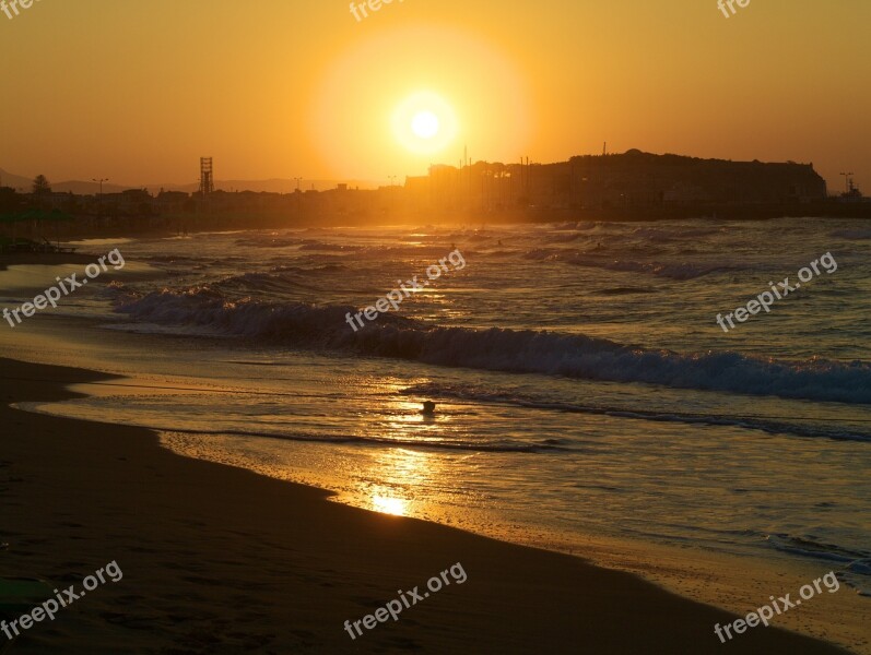 Sunset Crete Rhytemon Sea Holidays