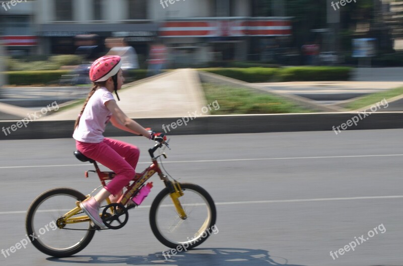 Bicycle Child Girl Cycling City