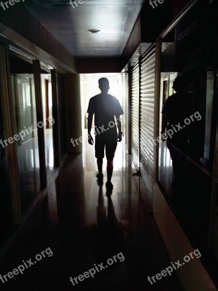 Person Walking Man Lonely Hallway