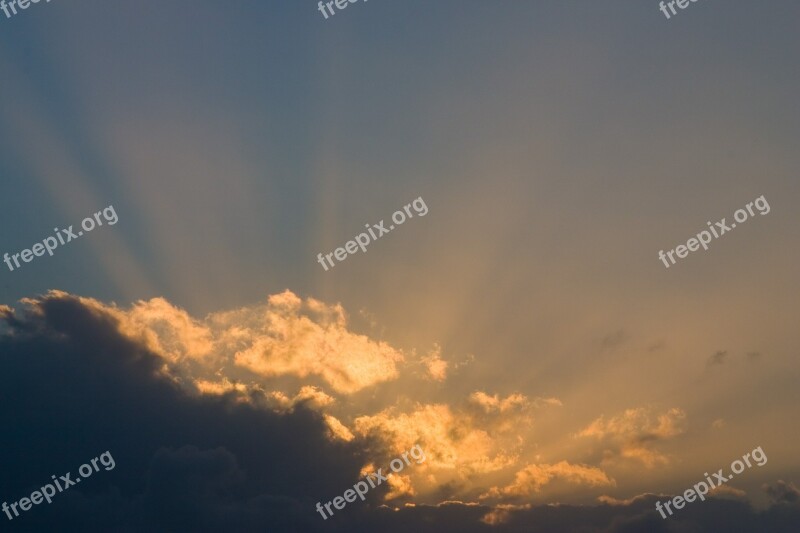 Lightbeams Clouds Sunbeams Light Sunset