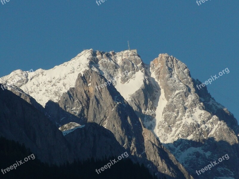 Zugspitze Alpine Mountains Summit Shadow Play