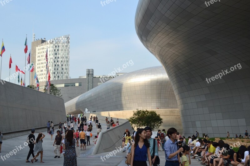 Republic Of Korea Seoul Digital Design Plaza The Crowd People