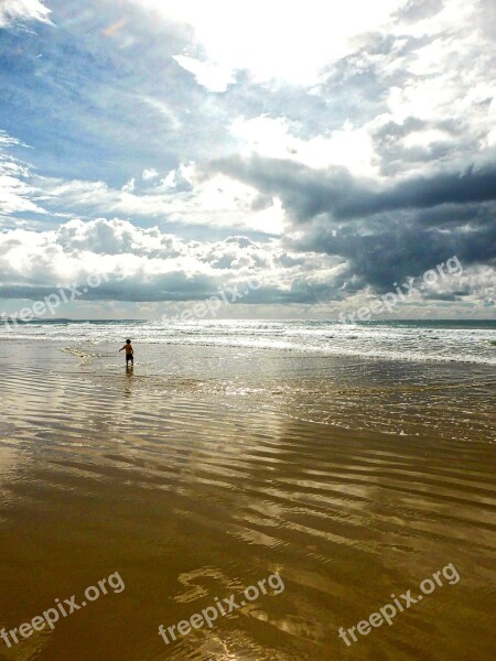 Child Boy Beach Ocean Seascape