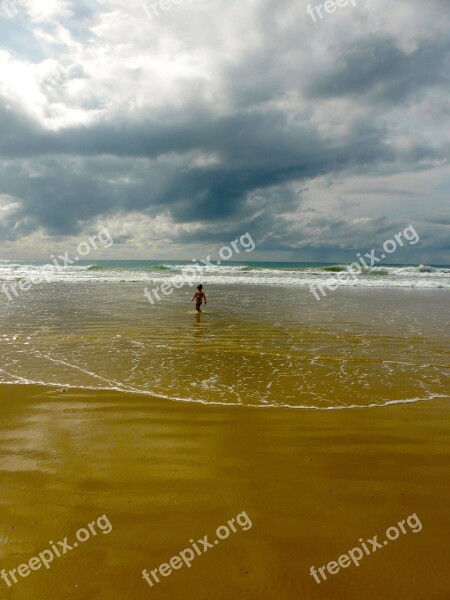 Child Boy Sea Water Sky