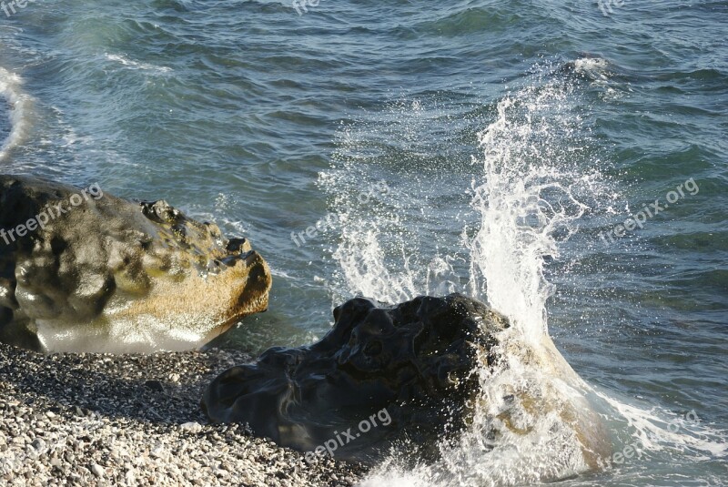 Waves Seaside Rocks Water Side