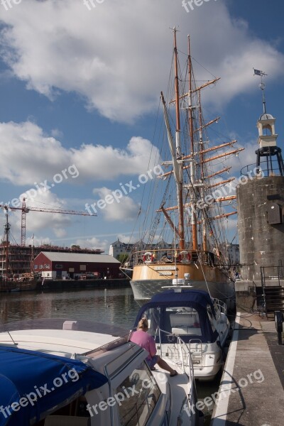 Three Masted Ship Sailing Vessel Masts Boat