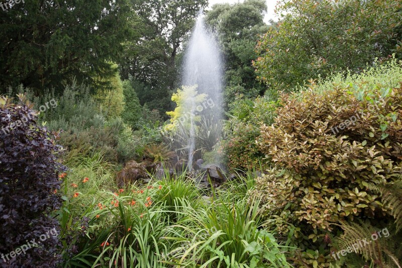 Park Fountain Trees Rest Landscape