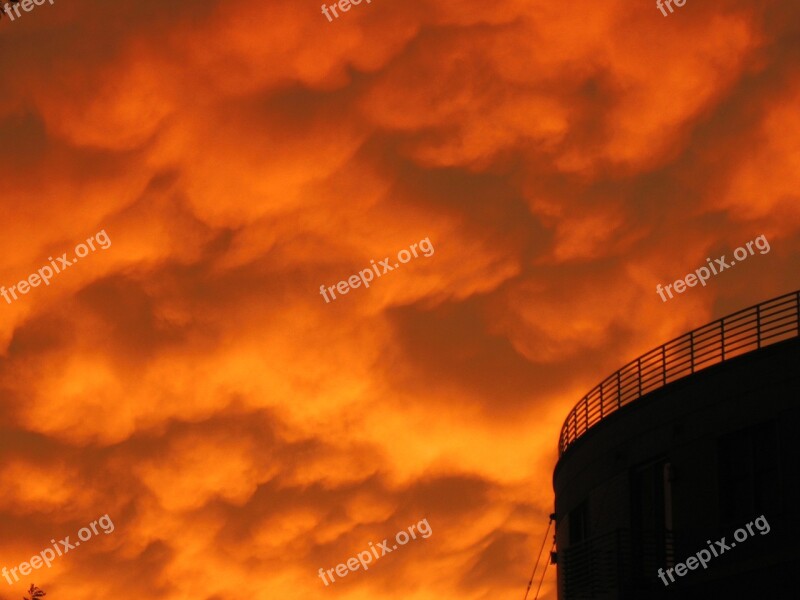 Silo Orange Sky Sunset Dusk