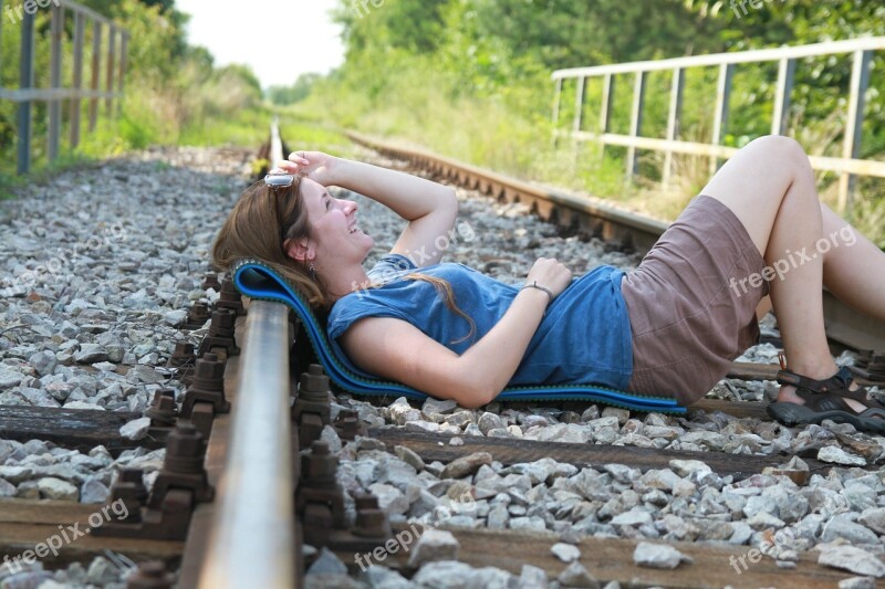 The Little Girl Tracks Splint Railway Free Photos