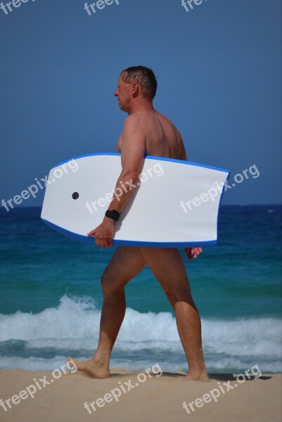 Man Surfboard Sea Ocean Sports