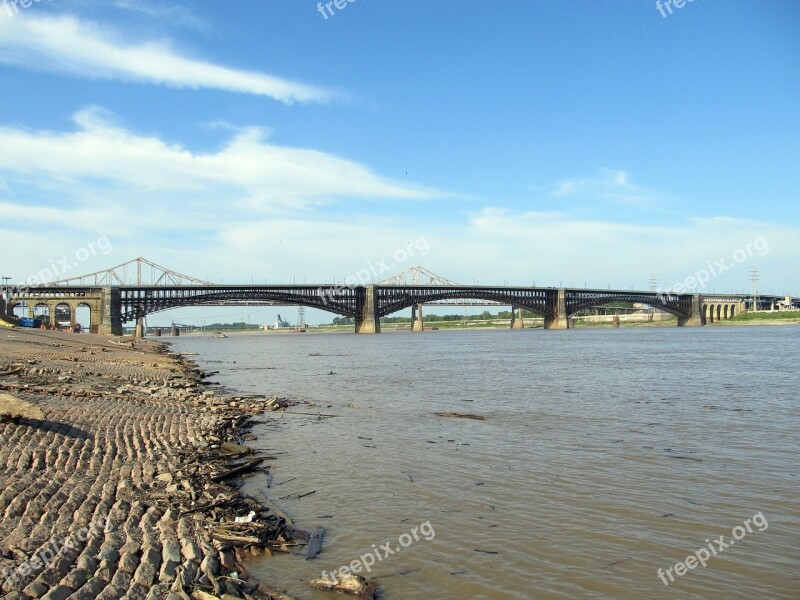 Mississippi River Riverbank Levee Bridge